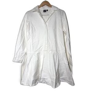 Gap White Flounce Mini Dress Size Small NWOT button Front Drop Waist bridal Prep